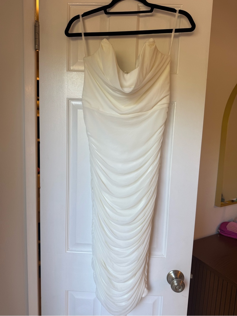 Elegant White Ruched Strapless Michael Costello x Revolve India Dress